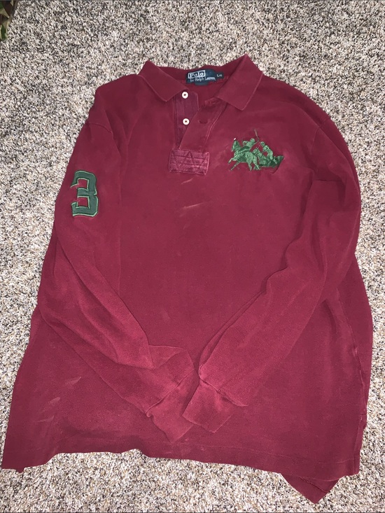 Polo Ralph Lauren Other - Polo by Ralph Lauren Long Sleeve Burgundy Rugby Polo with Green Embroidery